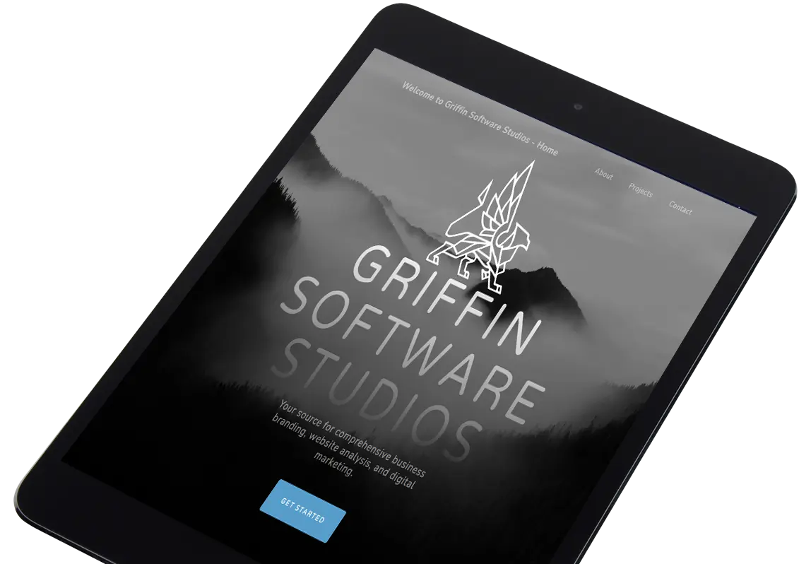 ipad with Griffin Software Studios dot com showing